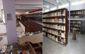 فصائل سورية موالية لتركيا تحرق مكتبة محمد منلا غزيل في منبج