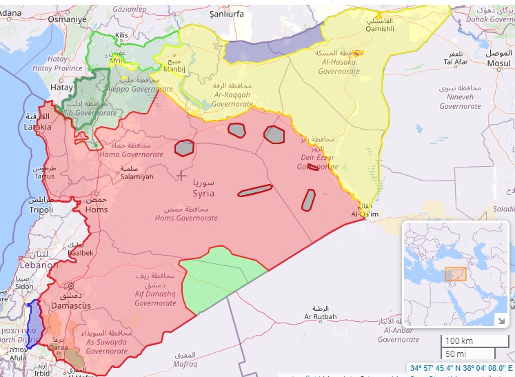 خريطة السيطرة في سوريا 1-12-2024