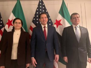 اجتماع يضم مظلوم عبدي وإلهام أحمد وأسعد الشيباني مع وزير الخارجية الأمريكي في ميونيخ