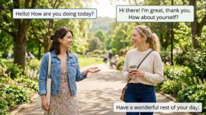 محادثة قصيرة وبسيطة باللغة الإنكليزية للتحيات اليومية